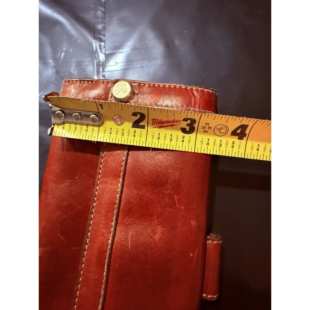 Vintage Gucci Red Leather Button Snap Wallet Authentic Made In Italy - Picture 10 of 11
